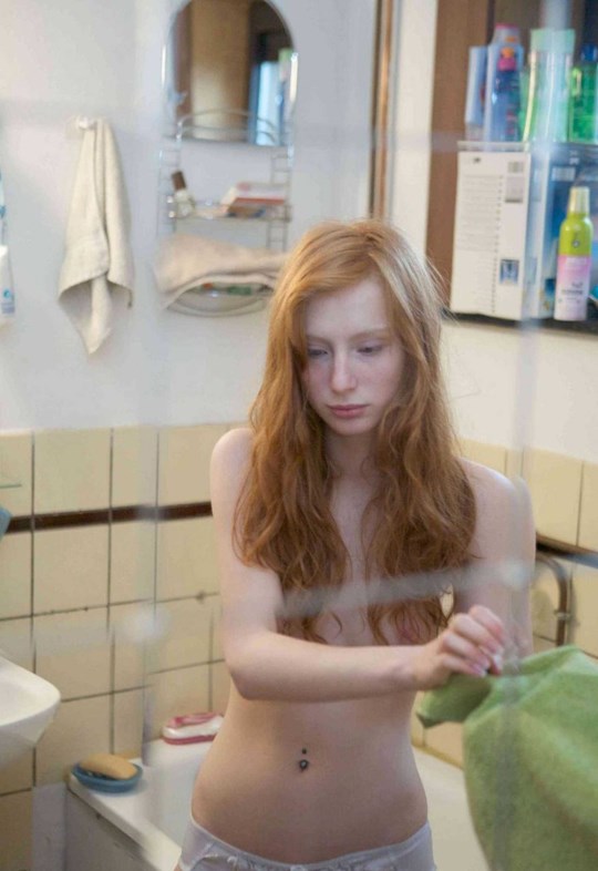 Otngagged bathroom redhead young